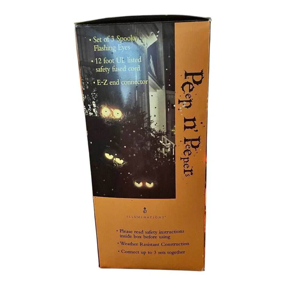 VTG 90s Peep n Peepers Halloween Light Set 3 Spooky Flash Eyes Open Box NIP Work